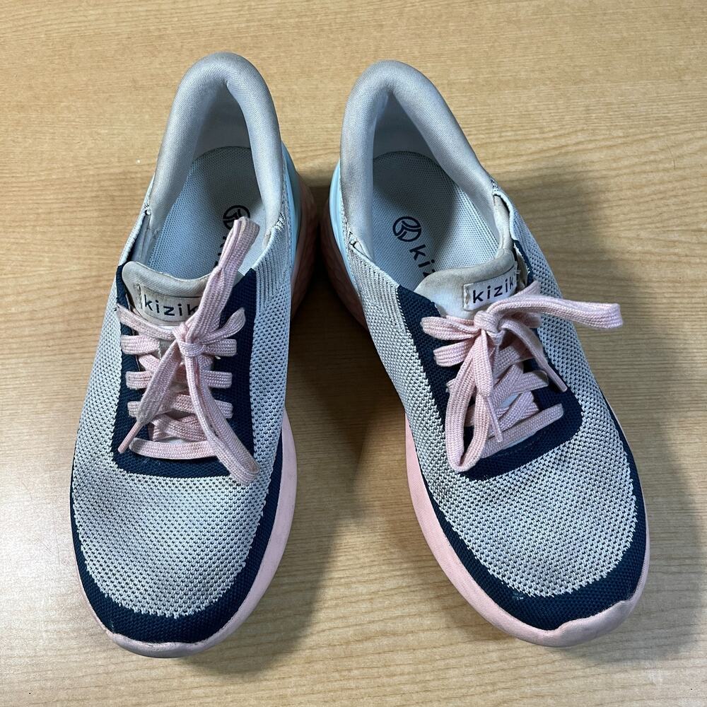 Kizik Athens Womens Shoes Size 7.5 Pink Navy Blue Low Top Sneaker
